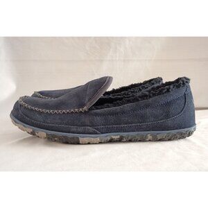 L.L. Bean Mountain Slippers Navy Suede Fleece Lined Moc Men 10